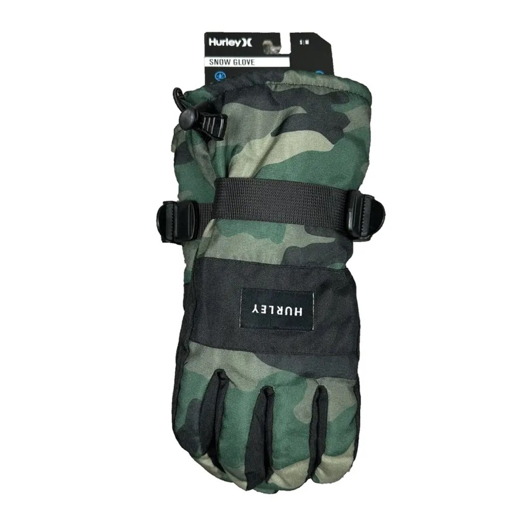 Hurley Mens Water Resistant Ski Snowboard Winter Cold Weather Gloves Camo Sz S/M